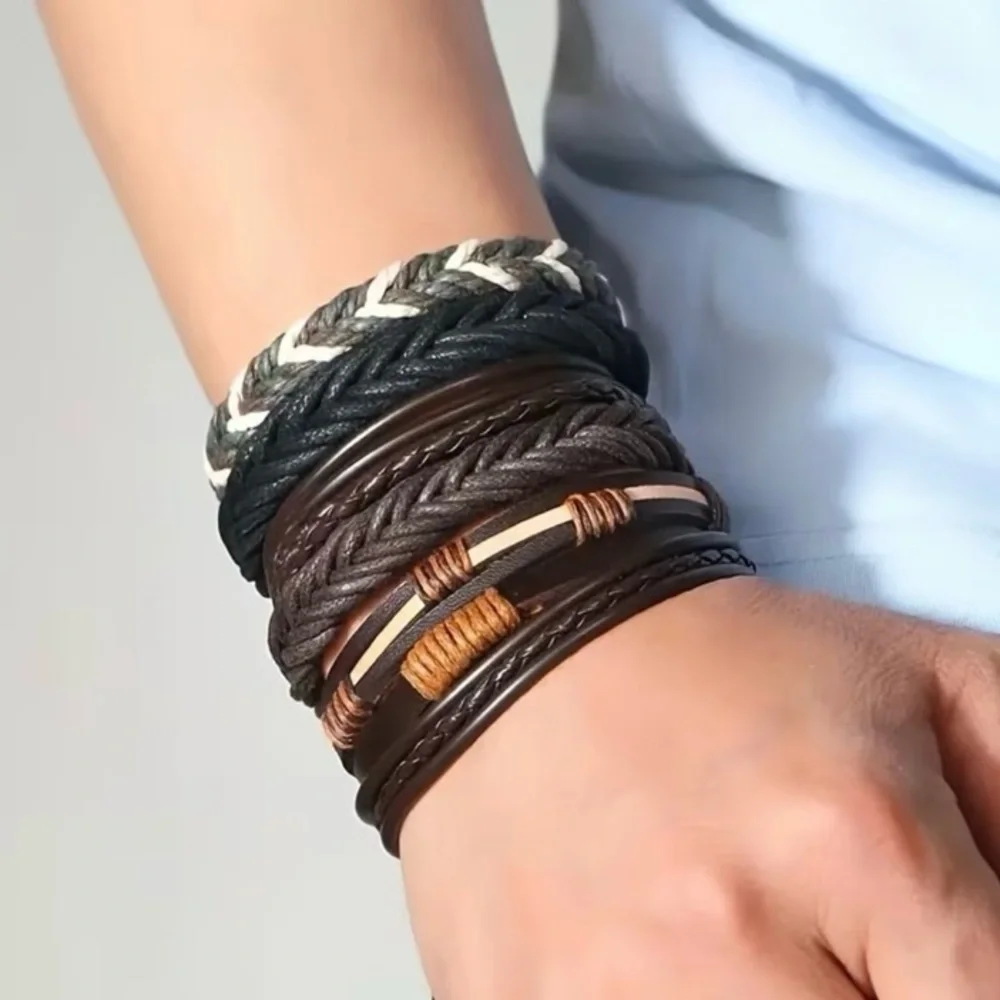⭐️ 5 for $25 Black Leather Adjustable Bracelet Unisex